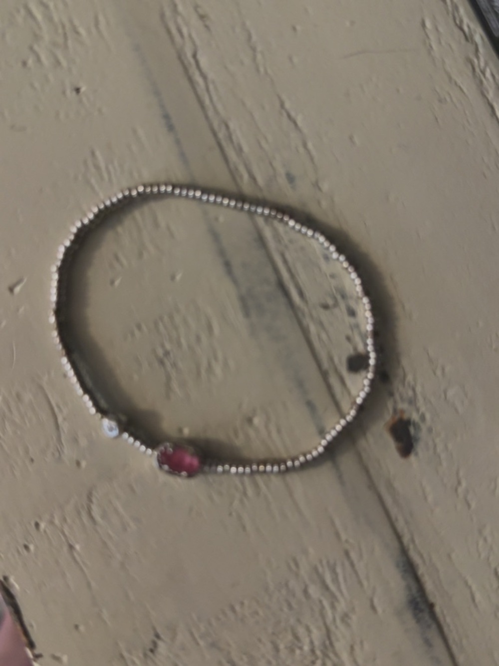 Kendra Scott Silver Beaded Bracelet with Pink Stone